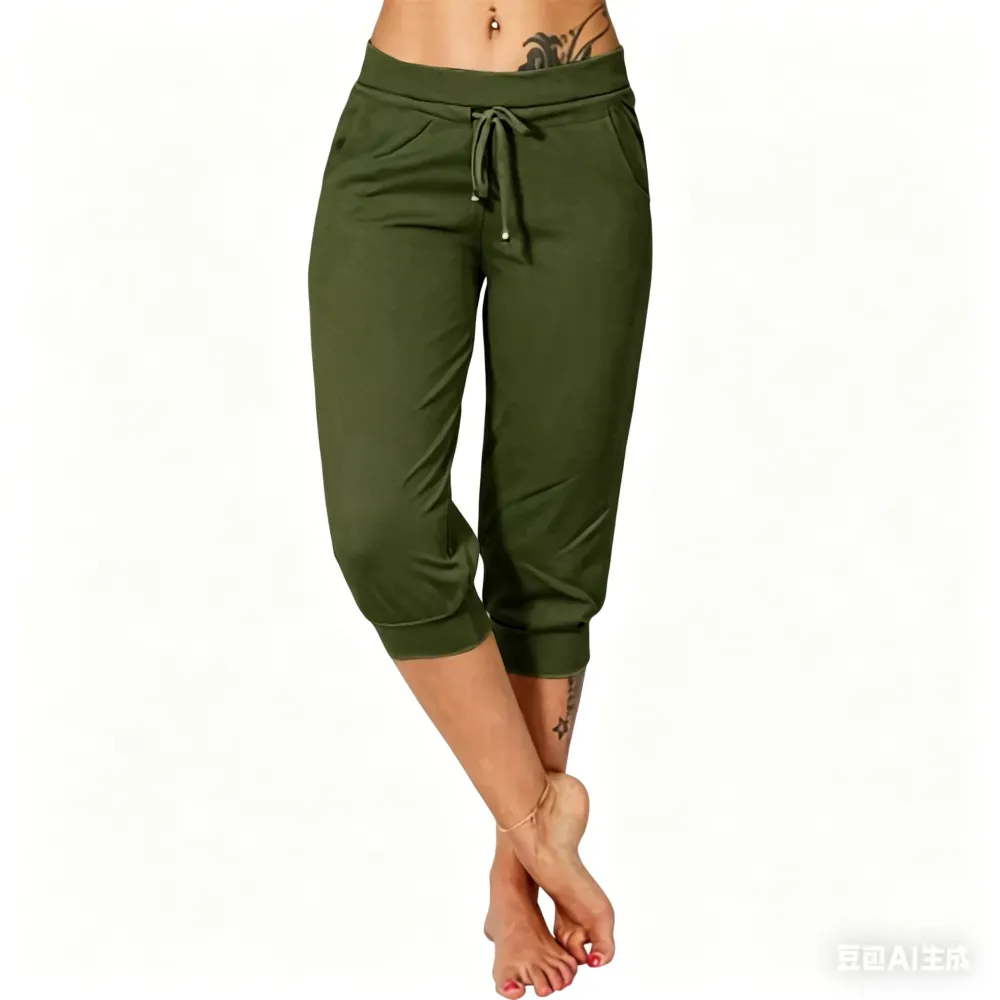 ⚡️Factory wholesale promotion⚡️ Women's Solid-Color Drawstring Waist Cropped Pants
