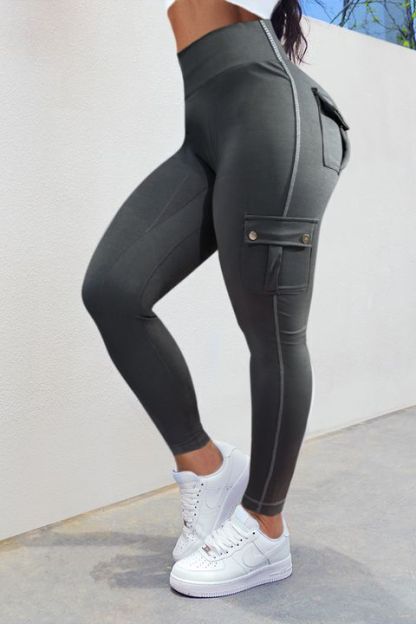 💕Solid Flap Pocket High Waist Sports Leggings