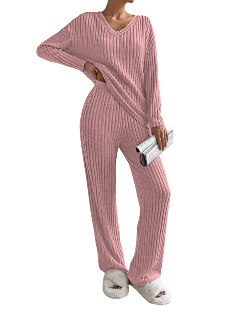 Women's Solid Drop Shoulder Pocket Lounge Set