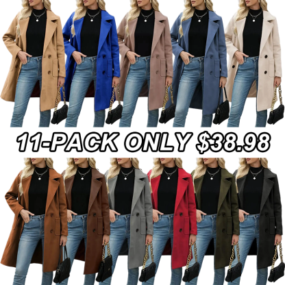 Women's Winter Wool Blend Camel Mid-Long Coat