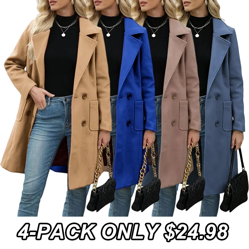 Women's Winter Wool Blend Camel Mid-Long Coat