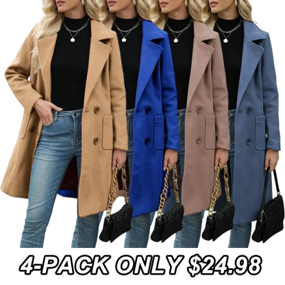 Women's Winter Wool Blend Camel Mid-Long Coat