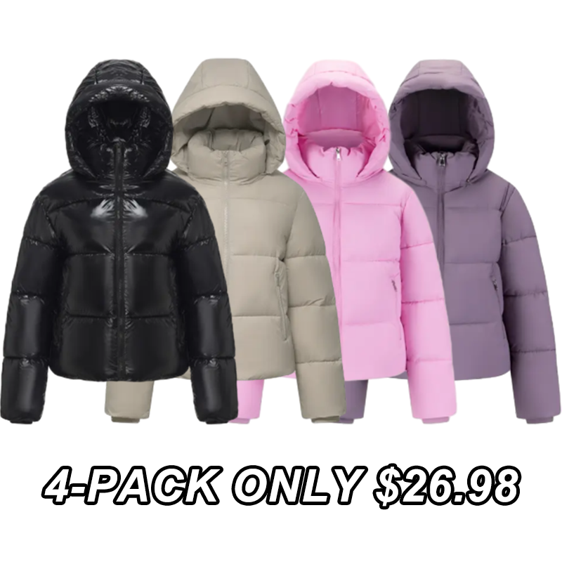 PUFFIT WarmCore Premium Short Puffer Jackets with Removable Hood & Opt