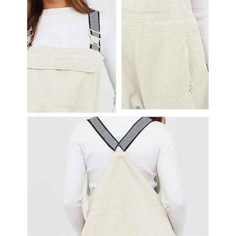 Womens Fleece Overalls 2025 Warm Winter Casual Loose Jumpsuits