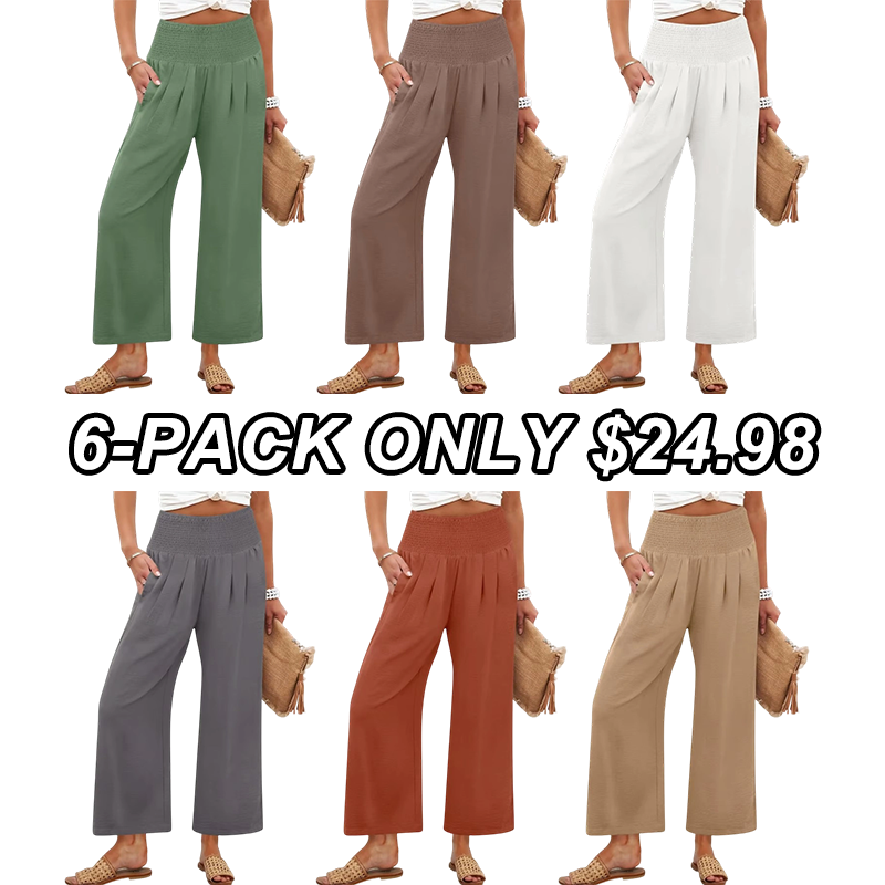 Women's Smocked Waist Wide Leg Palazzo Pants