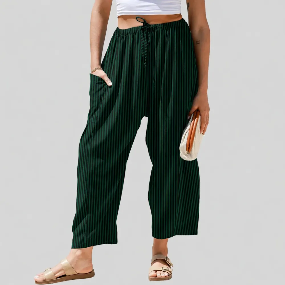 Womens Wide Leg Gingham Striped Plaid Pants