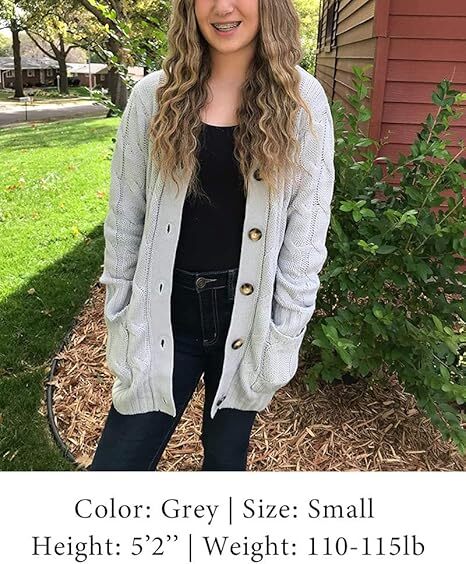 Women's Fall Casual Long Sleeve Button Down Open Front Cable Knit Cardigan