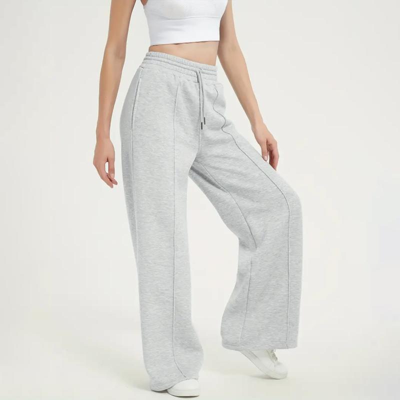 Women's Simple Design Straight Leg Drawstring Baggy Lounge Pants Leg Casual Trousers Loose Fit Fashionable All-Season