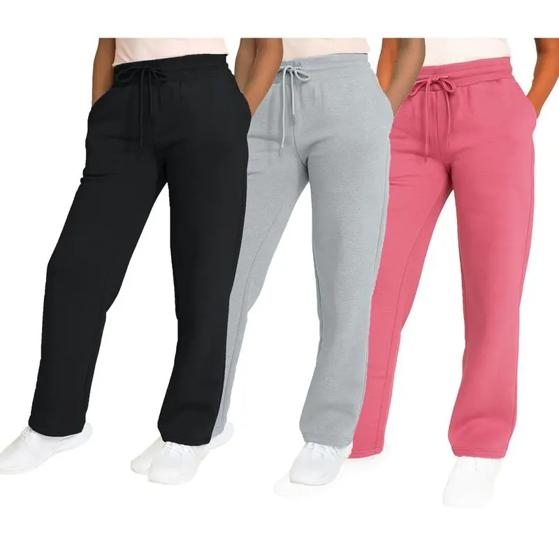 Women's Multi Pack Heavyweight Wide Leg Loose-Fit Fleece Sweatpants