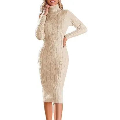Women’s Long Sleeve Turtleneck Sweater Dress – Effortless Chic, Cozy Confidence | Winter Sale Event – Limited Stock!