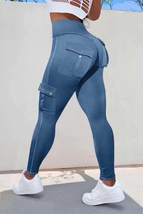💕Solid Flap Pocket High Waist Sports Leggings