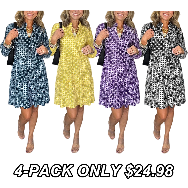 NEW🔥 V Neck Vintage Printed Dress