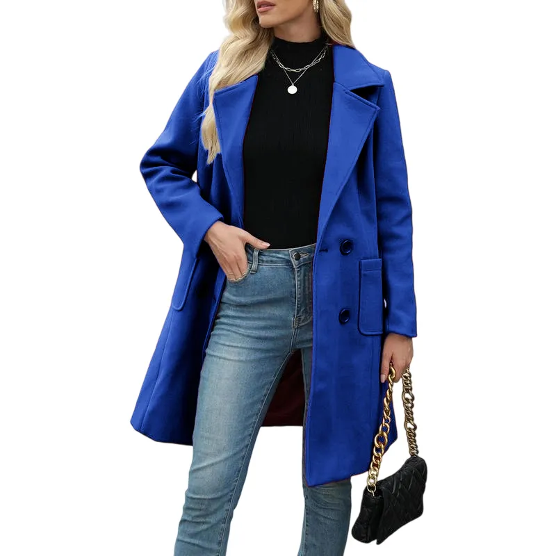 Women's Winter Wool Blend Camel Mid-Long Coat