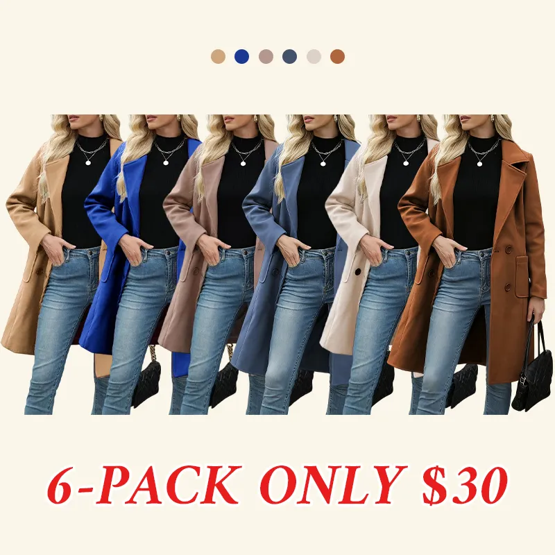 Women's Winter Wool Blend Camel Mid-Long Coat