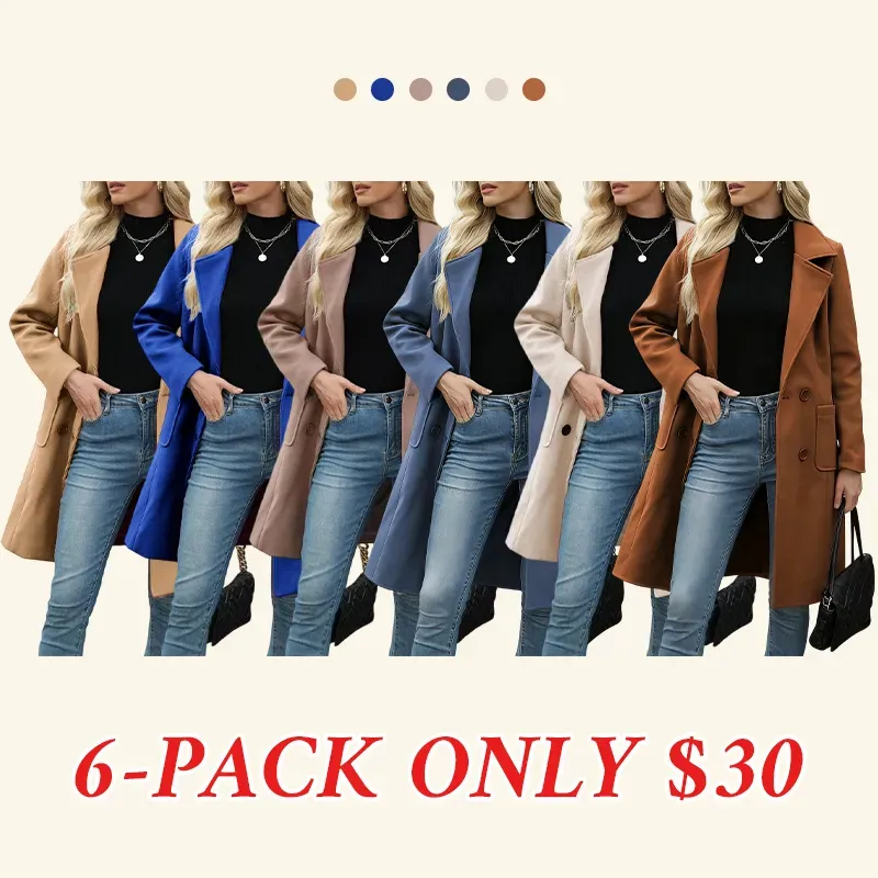 Women's Winter Wool Blend Camel Mid-Long Coat