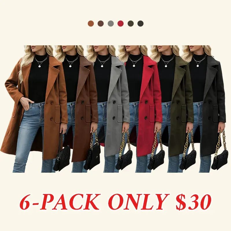 Women's Winter Wool Blend Camel Mid-Long Coat