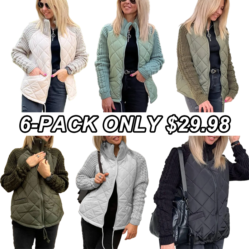 🎁Christmas sale☃️2025 New Women's Knit Patchwork Puffy Jacket