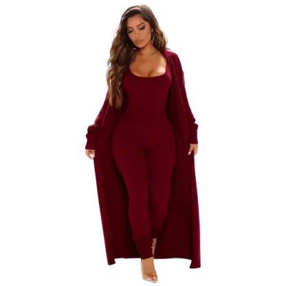 Cozy Knit Jumpsuit & Long Cardigan Set