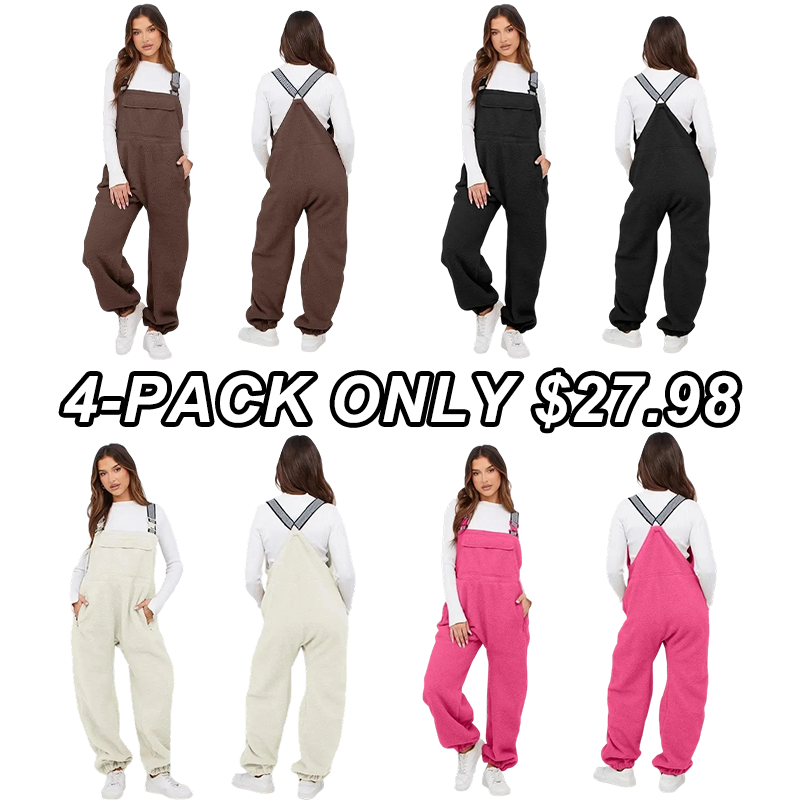 Womens Fleece Overalls 2025 Warm Winter Casual Loose Jumpsuits