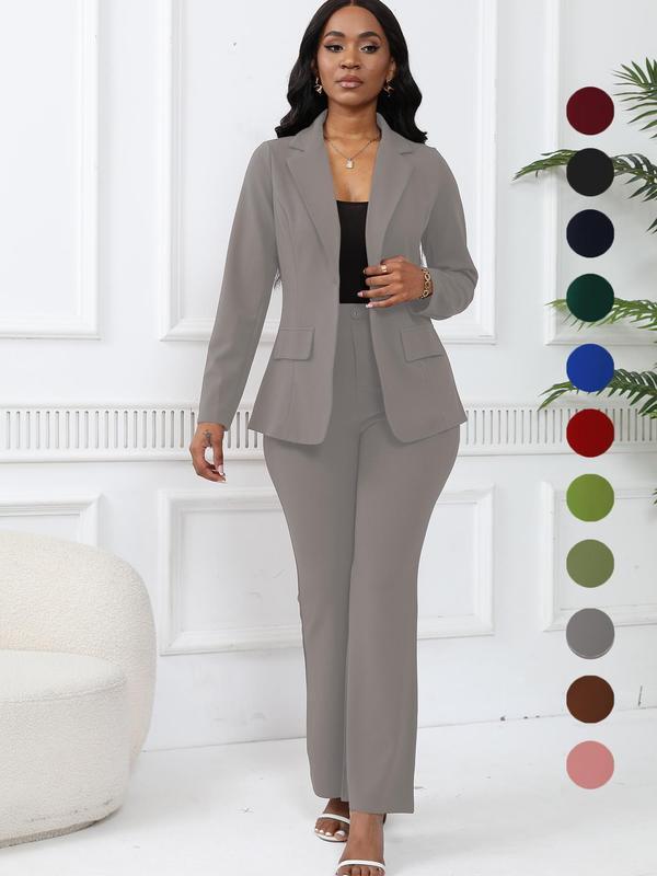 Women's elegant business solid color long-sleeved two-piece suit