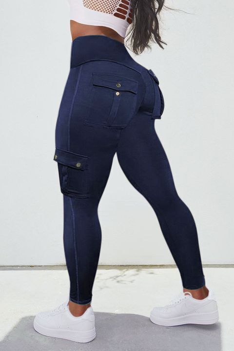💕Solid Flap Pocket High Waist Sports Leggings