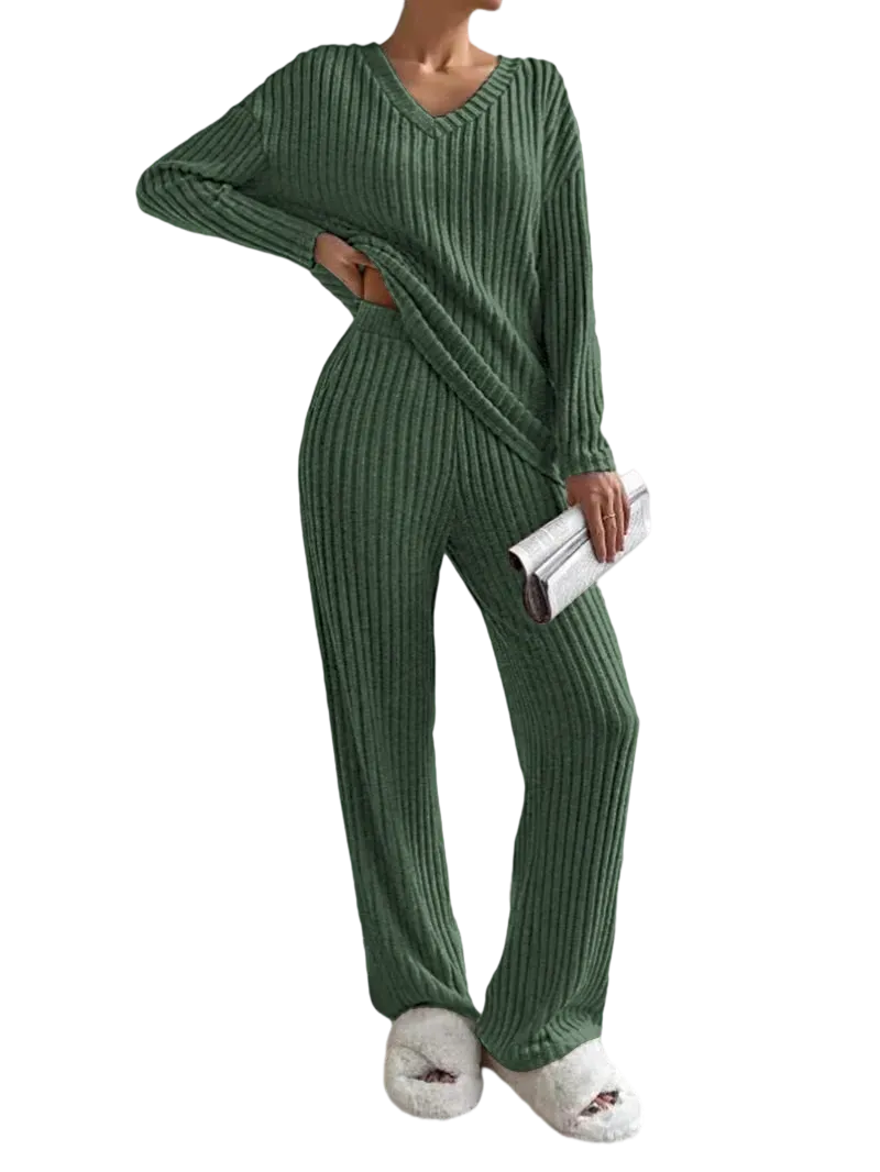 Women's Solid Drop Shoulder Pocket Lounge Set