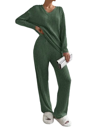 Women's Solid Drop Shoulder Pocket Lounge Set