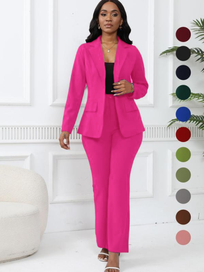 Women's elegant business solid color long-sleeved two-piece suit