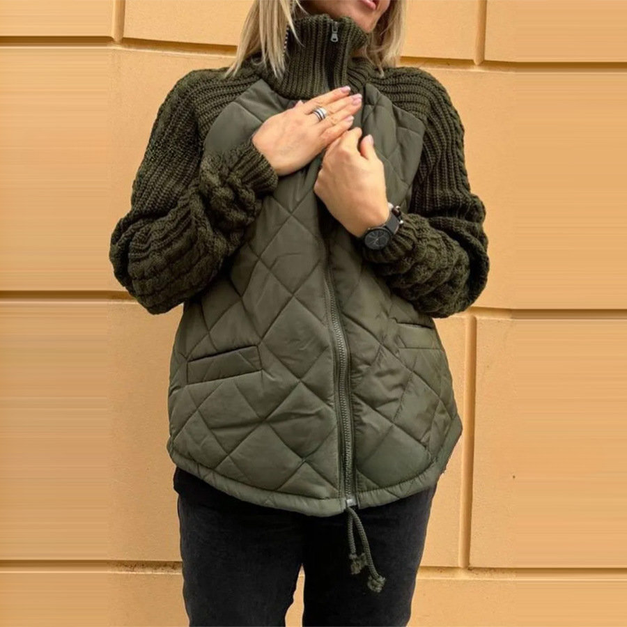 🎁Christmas sale☃️2025 New Women's Knit Patchwork Puffy Jacket