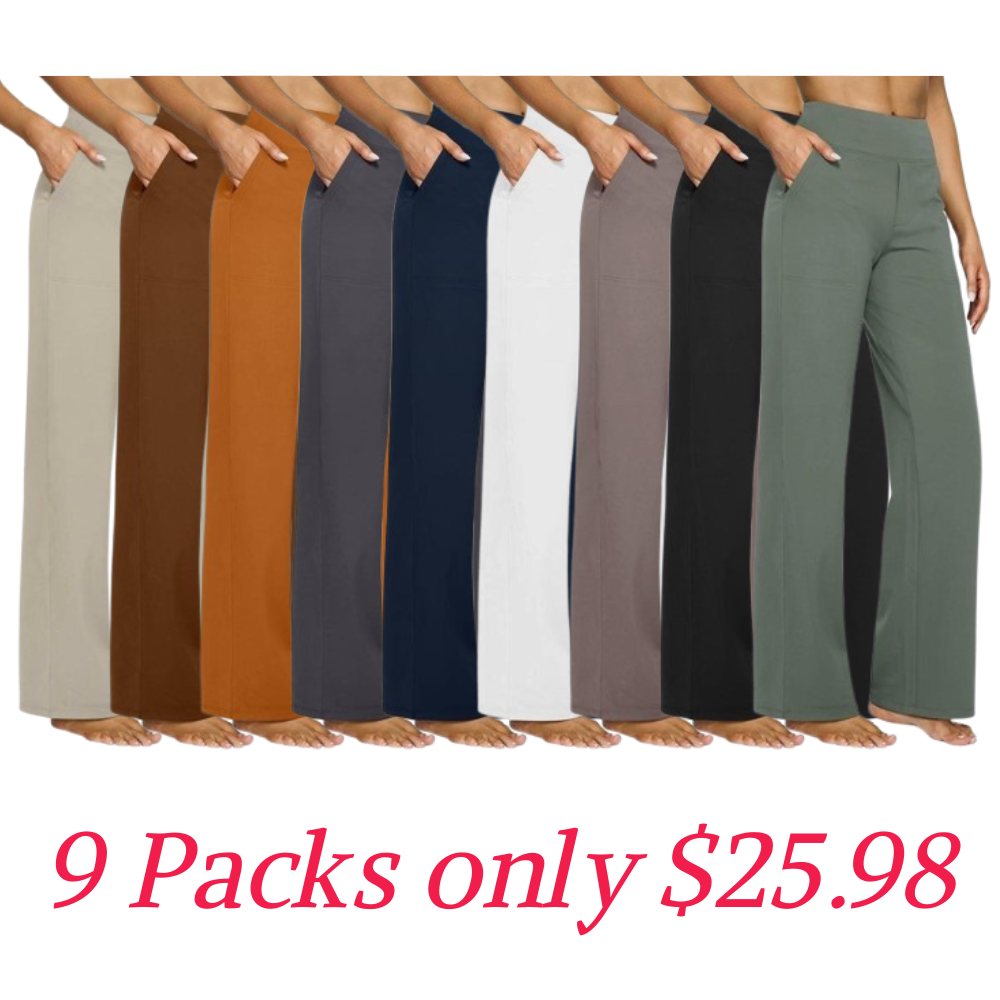 Halloween Sale🎃Women’s High-Waist Wide Leg Pants – Business Casual Yoga Dress Pants with Pockets