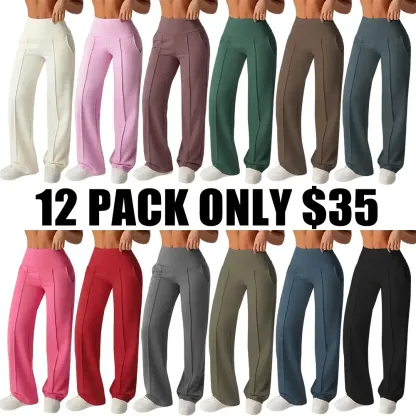  Women's Wide Leg High Waist Sporty Casual Sweatpants with Pockets
