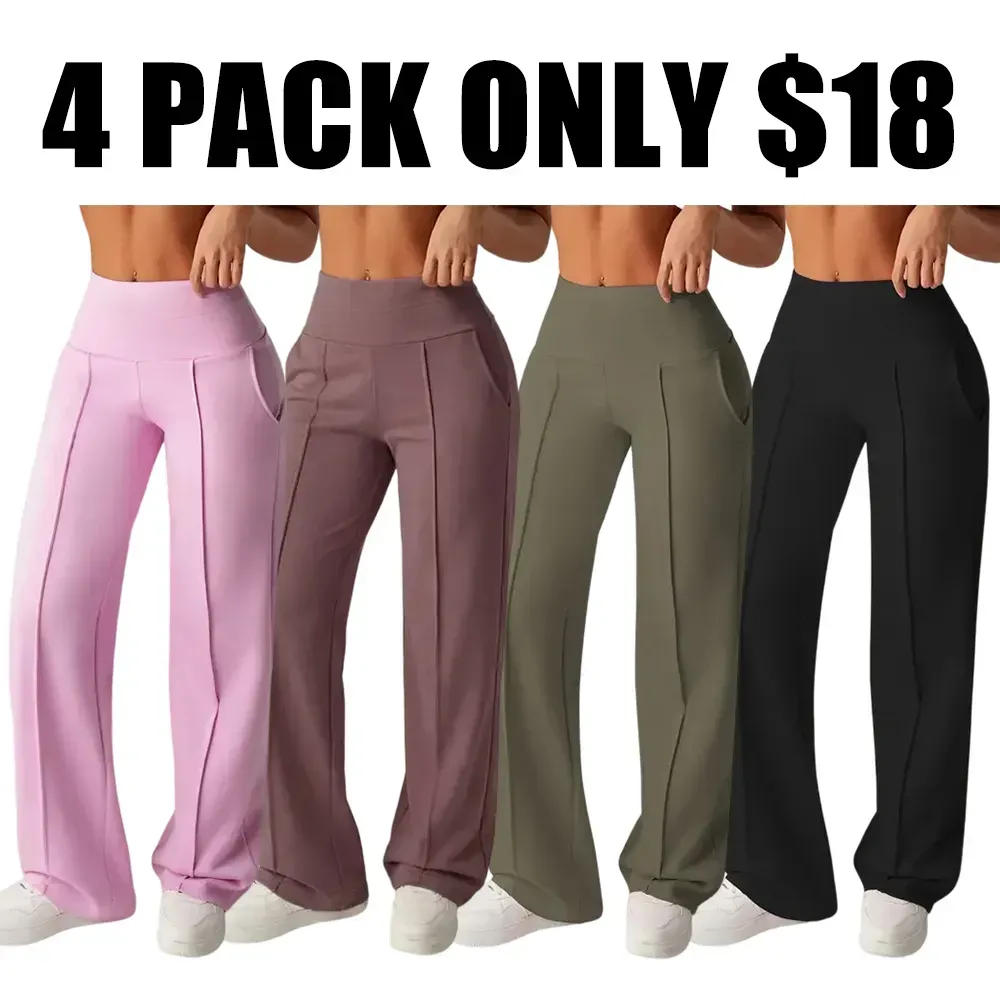  Women's Wide Leg High Waist Sporty Casual Sweatpants with Pockets