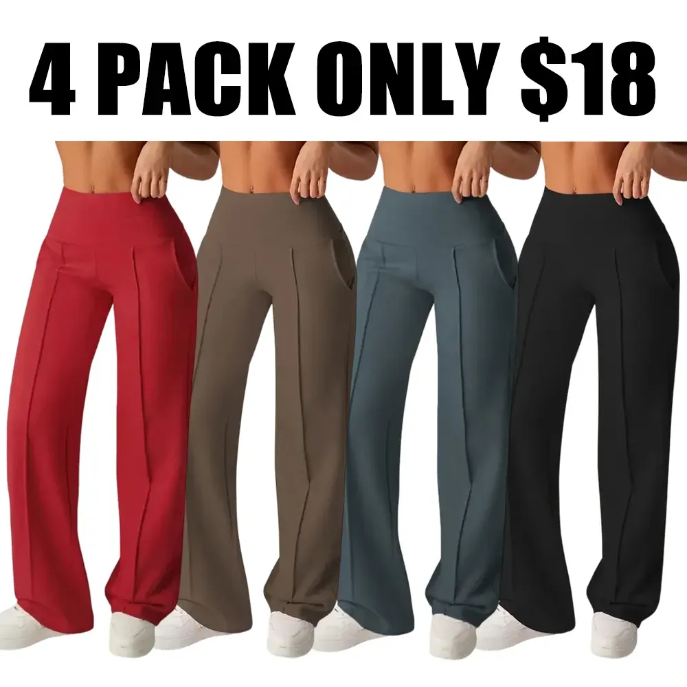  Women's Wide Leg High Waist Sporty Casual Sweatpants with Pockets