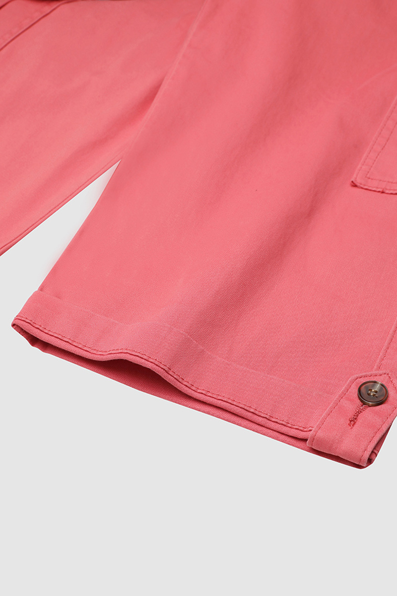 Roll Tab Hem Multi Pocket Capri Mid Waist Cargo Pants