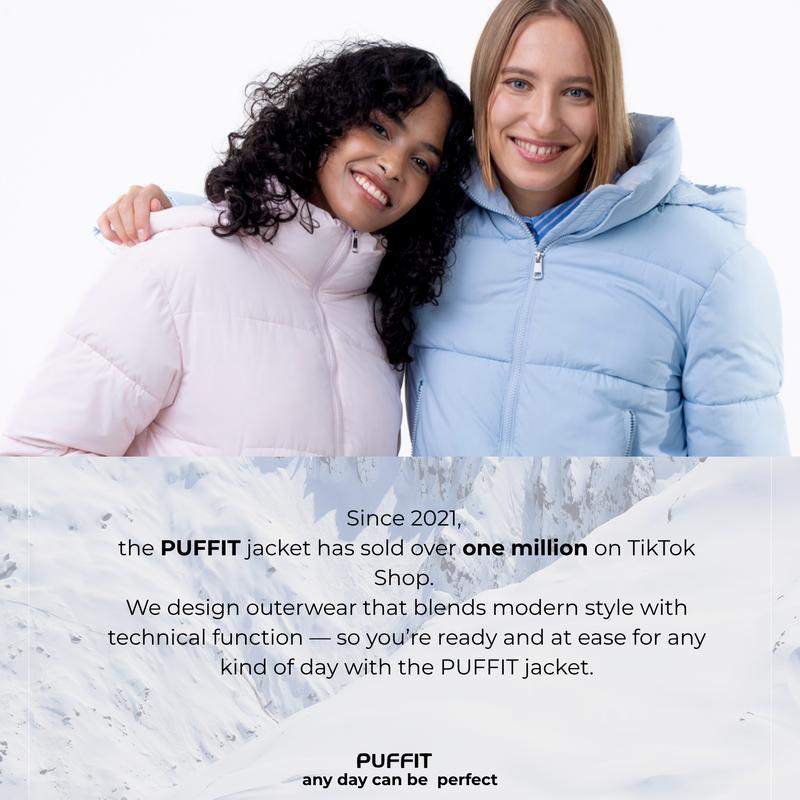 PUFFIT WarmCore Premium Short Puffer Jackets with Removable Hood & Optional Faux Fur Linging, Lady Casual Outerwear Longsleeves Zip Pockets Warm Quilted Coat