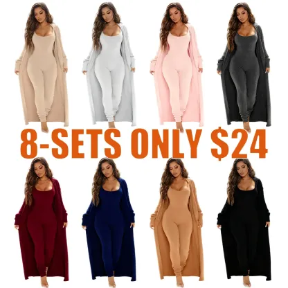 Cozy Knit Jumpsuit & Long Cardigan Set