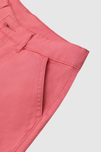 Roll Tab Hem Multi Pocket Capri Mid Waist Cargo Pants