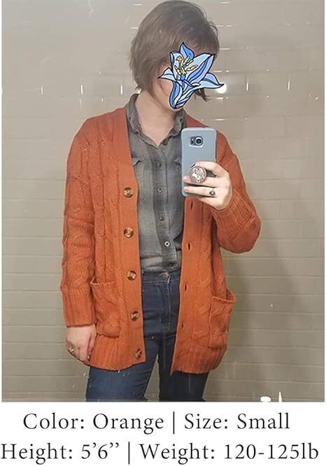 Women's Fall Casual Long Sleeve Button Down Open Front Cable Knit Cardigan