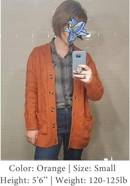 Women's Fall Casual Long Sleeve Button Down Open Front Cable Knit Cardigan