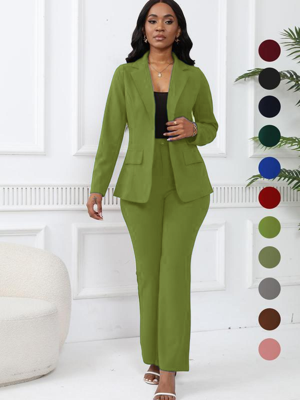 Women's elegant business solid color long-sleeved two-piece suit
