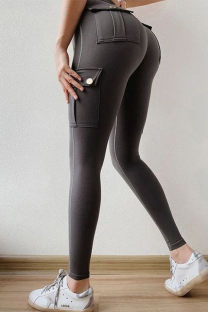 💕Solid Flap Pocket High Waist Sports Leggings