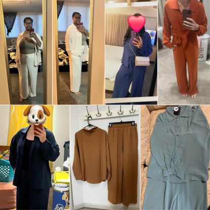 Women's Solid Button Front Shirt & Tie Front Wide Leg Pants Two-piece Set, Casual Loose Drop Shoulder Long Sleeve Top & Trousers for Spring & Fall