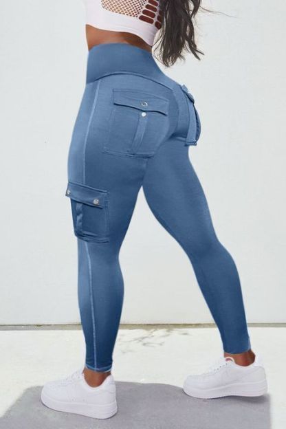 💕Solid Flap Pocket High Waist Sports Leggings