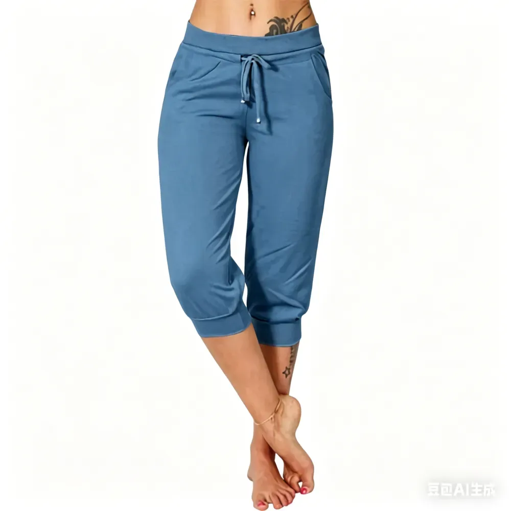 ⚡️Factory wholesale promotion⚡️ Women's Solid-Color Drawstring Waist Cropped Pants