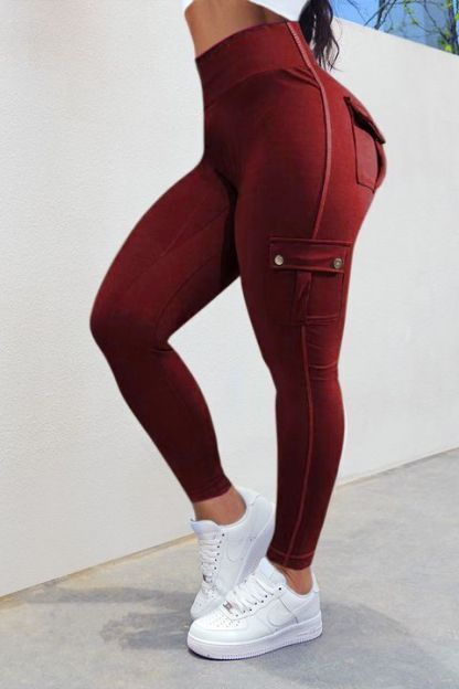 💕Solid Flap Pocket High Waist Sports Leggings
