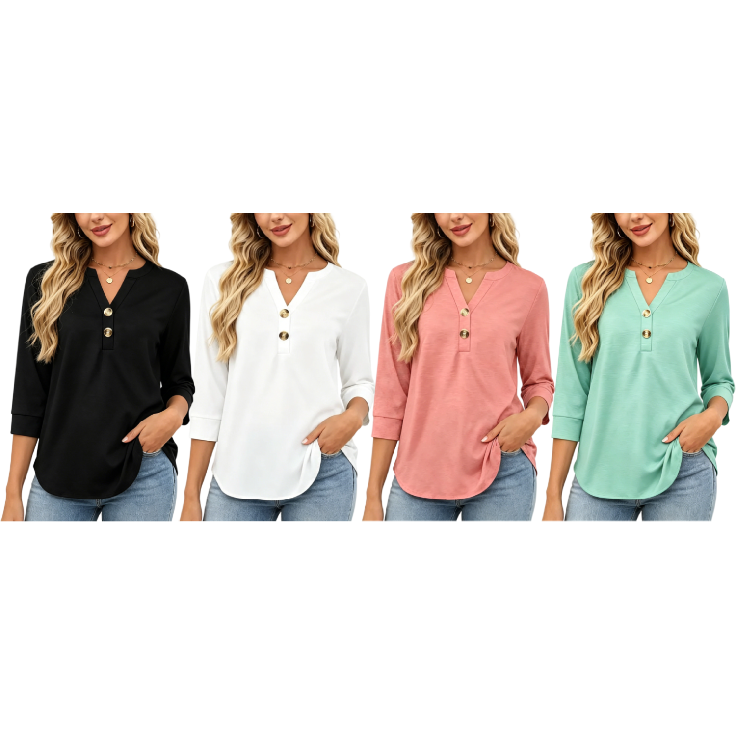 Women's Summer 3/4 Sleeve Tops
