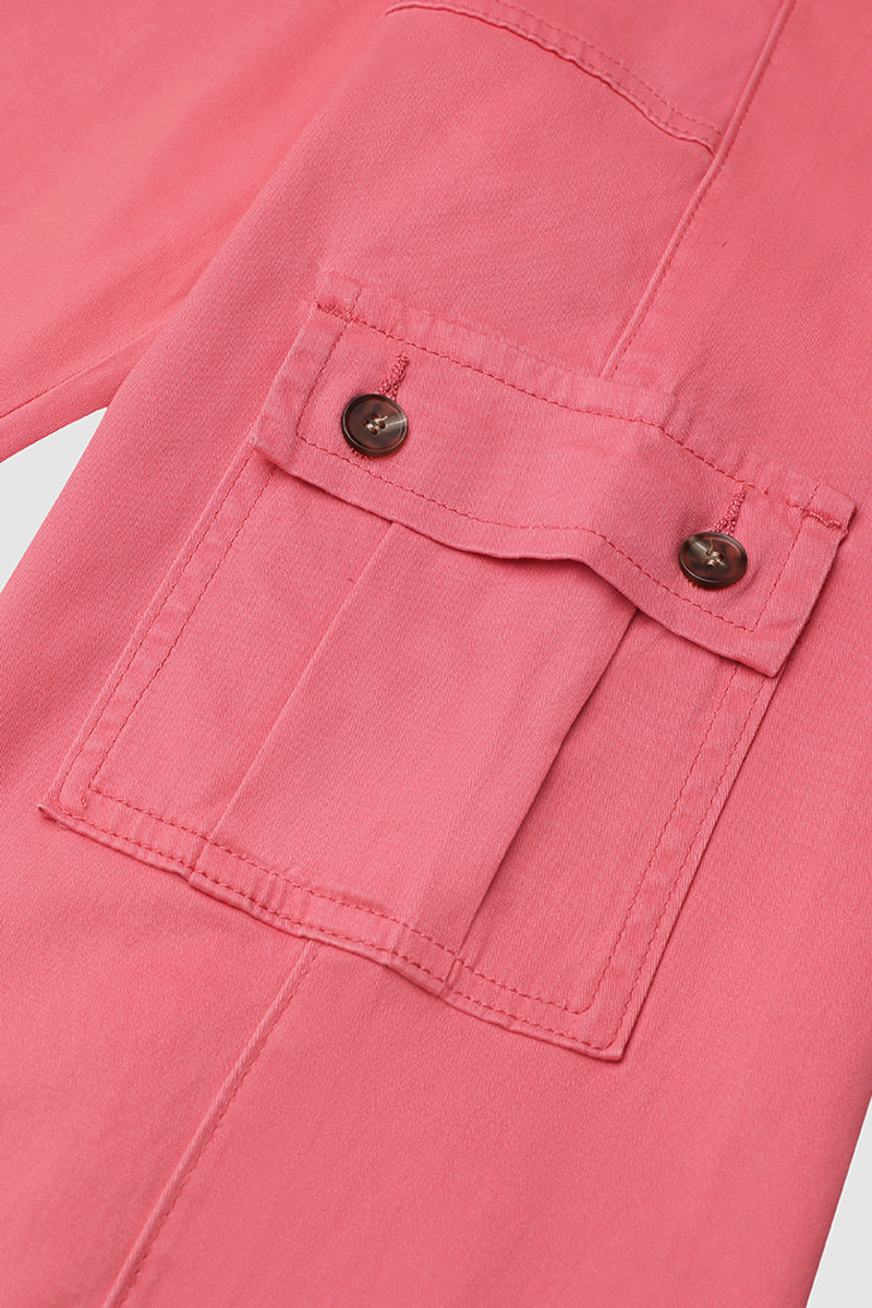 Roll Tab Hem Multi Pocket Capri Mid Waist Cargo Pants