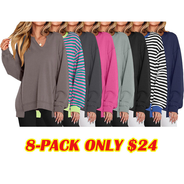 🔥Last day promotion⚡Women's Oversized V-Neck Sweatshirt Tunic