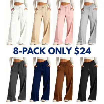 Women's Wide Leg Sweatpants Casual Loose Solid Color Pants
