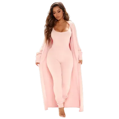 Cozy Knit Jumpsuit & Long Cardigan Set